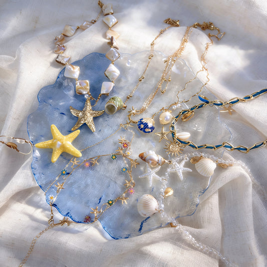 Jollyhit Ocean Mystery Jewelry Jar – 24PCS Beach & Sea Themed Jewelry Set | Shell, Starfish, Ocean Aesthetic / Estimated Delivery in 15 Business Days