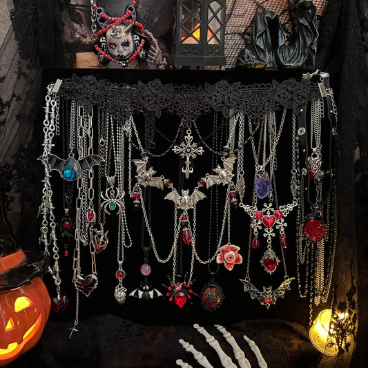 Jollyhit Spooky Gothic Mystery Jewelry Jar, 24PC costume jewelry set,Halloween Gift/ Estimated Delivery in 15 Business Days