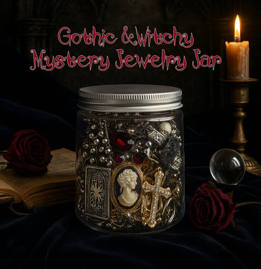 50pcs Gothic Witch Mystery Jewelry Jar – Viral Unboxing Haul | Gothcore Aesthetic Surprise Box
