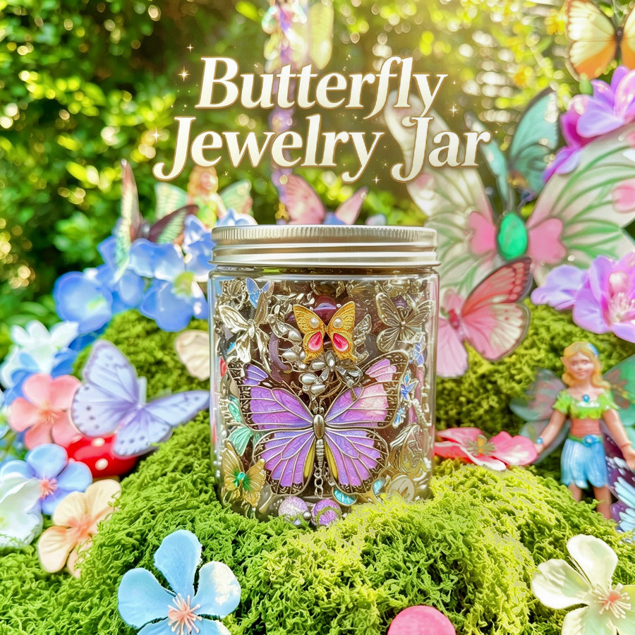 Jollyhit Butterfly Aesthetic Mystery Jewelry Jar, Witchy Fairycore Style Costume Jewelry - Estimated Delivery in 15 Business Days