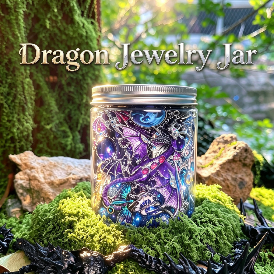 Jollyhit Dragon Aesthetic Mystery Jewelry Jar, 30pcs Light Gothic Style Costume Jewelry,Bestie Gift, Friendship Gift, Graduation Giftr, Self Love Treat