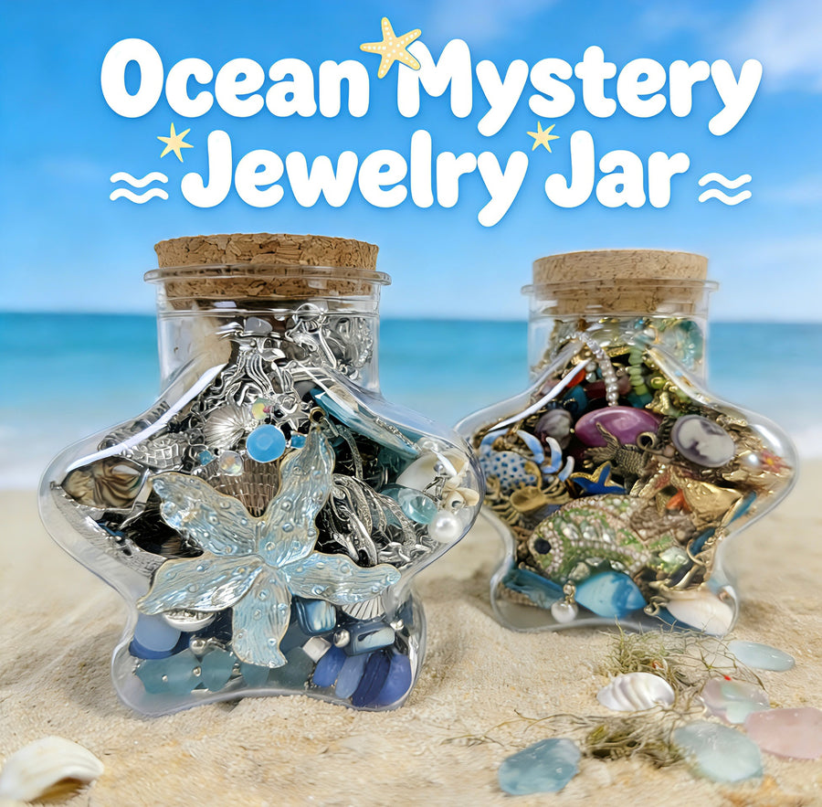 Jollyhit Ocean Mystery Jewelry Jar – 24PCS Beach & Sea Themed Jewelry Set | Shell, Starfish, Ocean Aesthetic / Estimated Delivery in 15 Business Days
