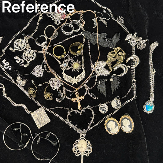Mystery Goth Witch Jewelry Jar 30pcs – Creepy Twinkling Charms Whimsigoth Aesthetic Treasure，Curated  Earrings, Rings, Necklaces & Bracelets, Surprises Inside Mystery Jewelry Jar， Gold, Silver & Colorful Accessories Set for Women