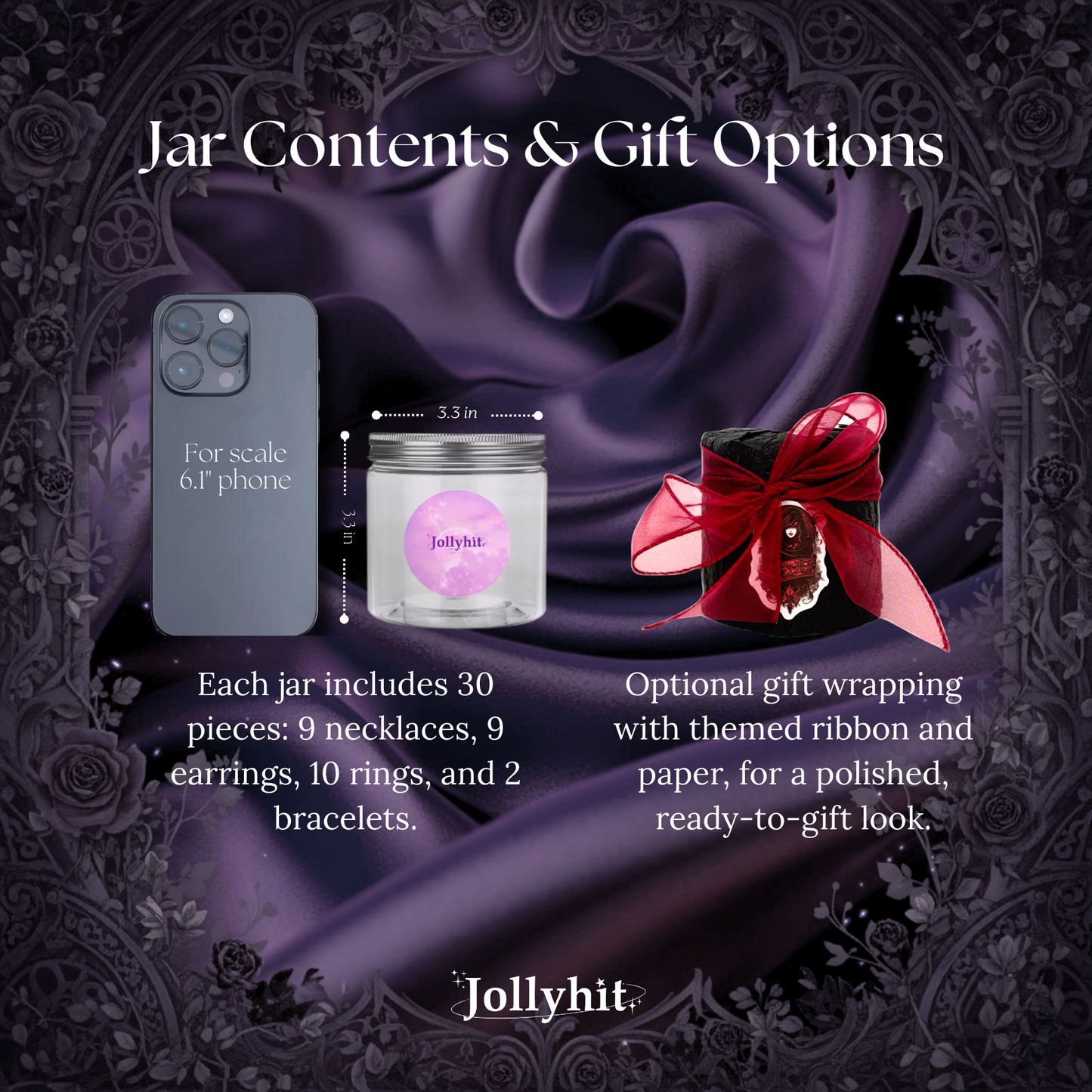 [Red, Blue, Purple, or Green Theme | Non-Customizable] Gothic Witchy Mystery Jewelry Jar 30 Pcs - Estimated Delivery in ~15 Business Days