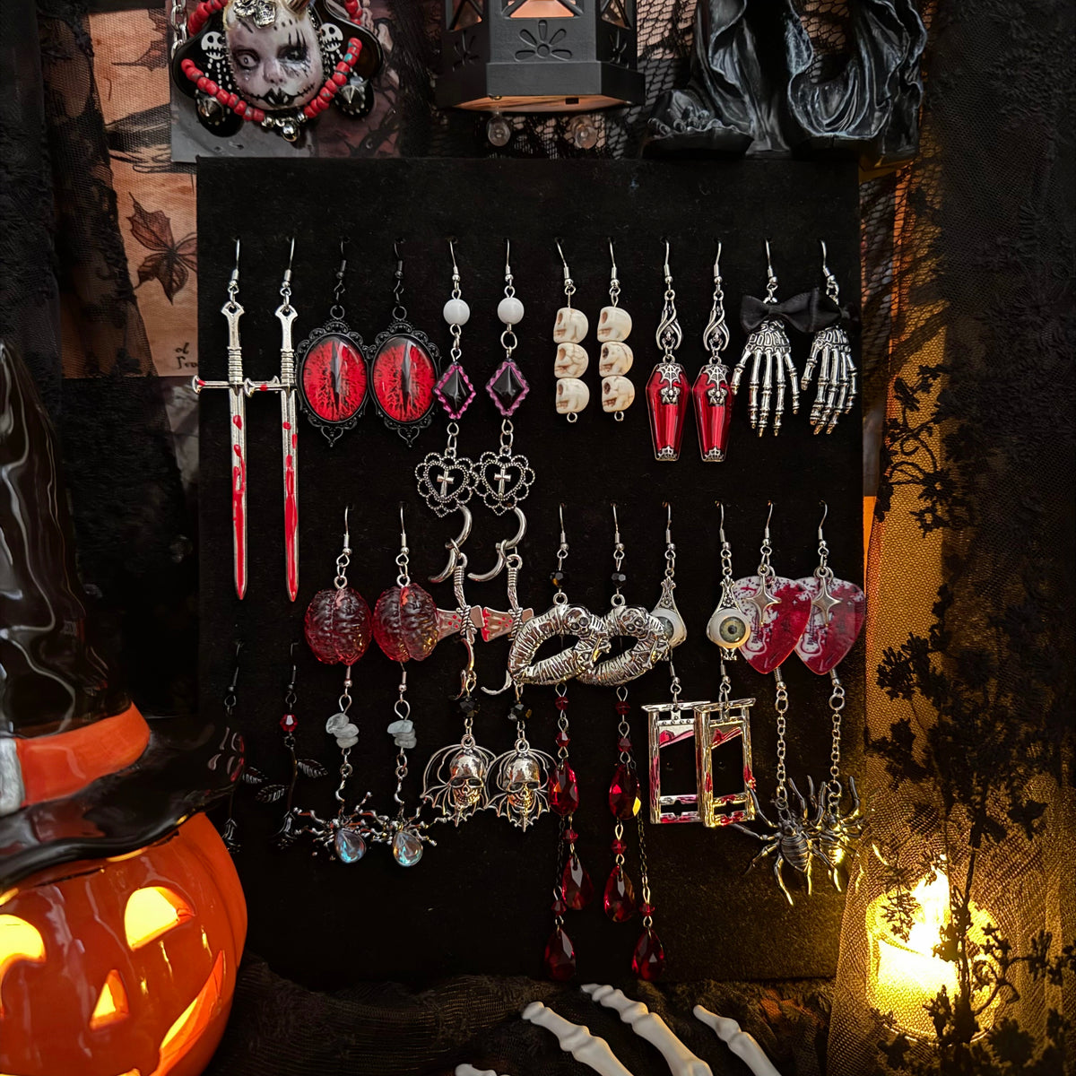 Jollyhit Spooky Gothic Mystery Jewelry Jar, 24PC costume jewelry set，Halloween Gift/ Estimated Delivery in 15 Business Days