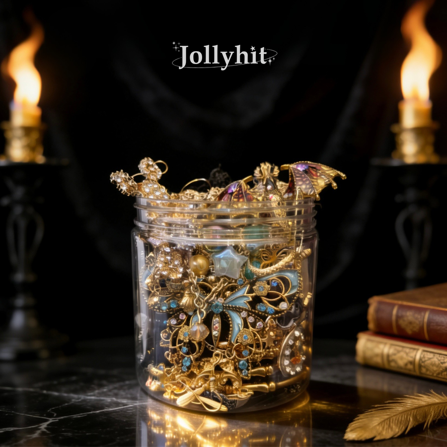 Jollyhit Gold & Black Gothic Witchy Mystery Jewelry Jar - 30 Pcs - Estimated Delivery in 15 Business Days