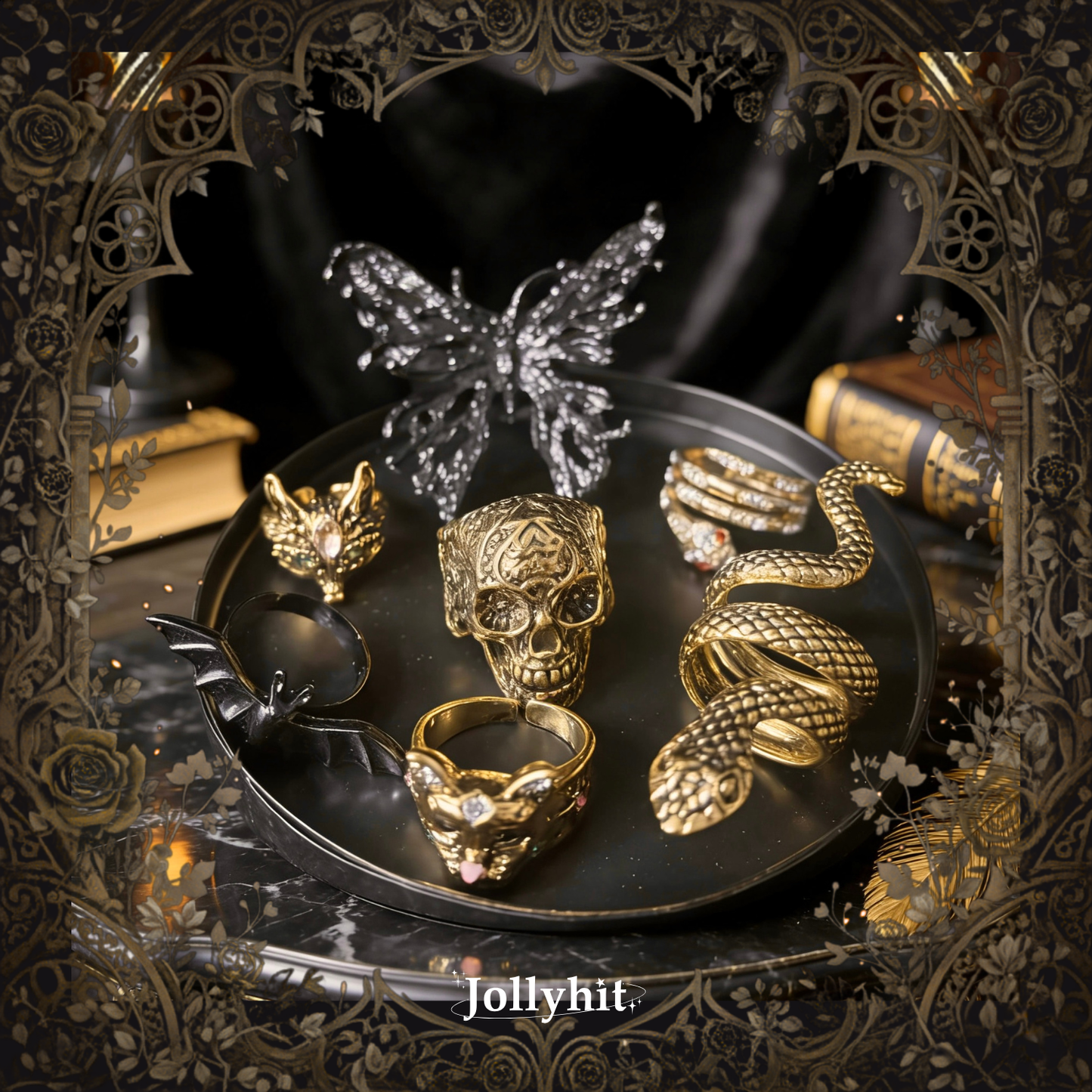 Jollyhit Gold & Black Gothic Witchy Mystery Jewelry Jar - 30 Pcs - Estimated Delivery in 15 Business Days
