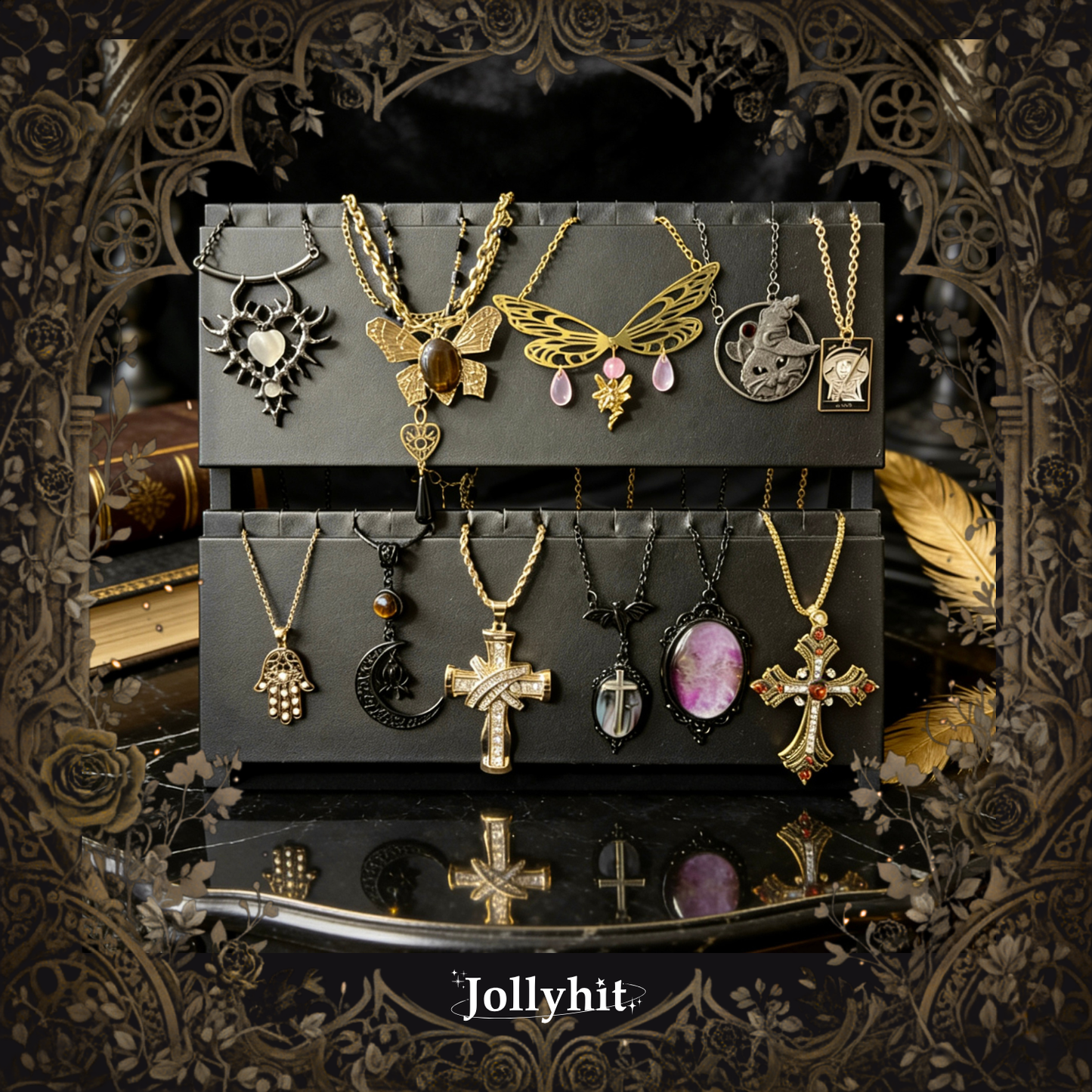 Jollyhit Gold & Black Gothic Witchy Mystery Jewelry Jar - 30 Pcs - Estimated Delivery in 15 Business Days