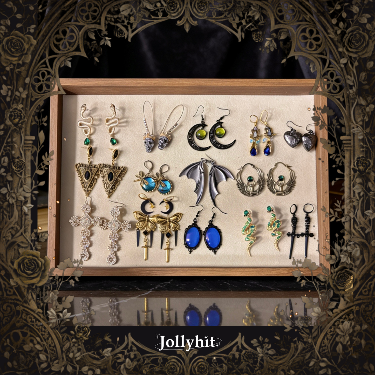Jollyhit Gold & Black Gothic Witchy Mystery Jewelry Jar - 30 Pcs - Estimated Delivery in 15 Business Days